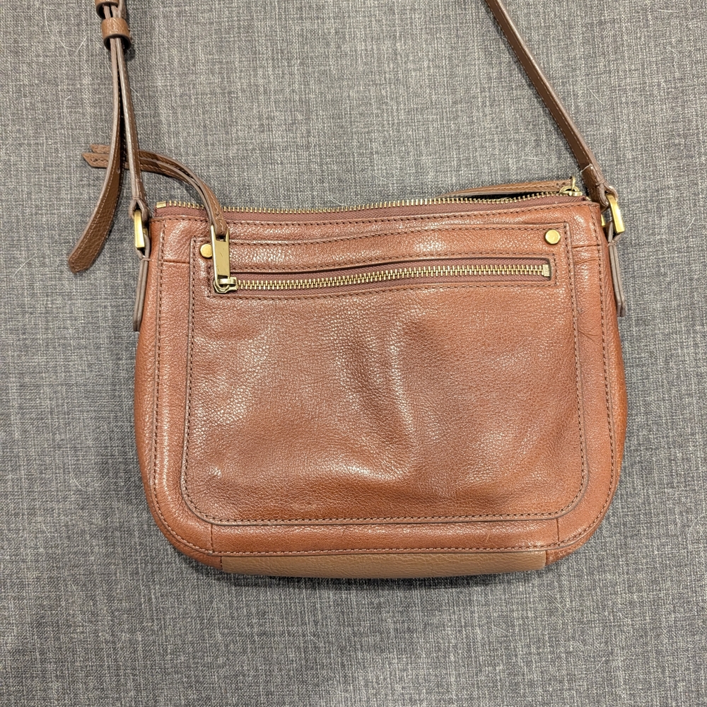 Fossil Farrah Cognac Brown Leather Crossbody Bag